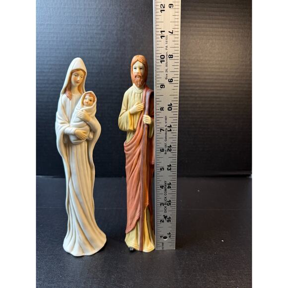 1993 Set of 2 Pencil Slim 10” Porcelain Nativity Figurines Christmas Treasures - Picture 7 of 8